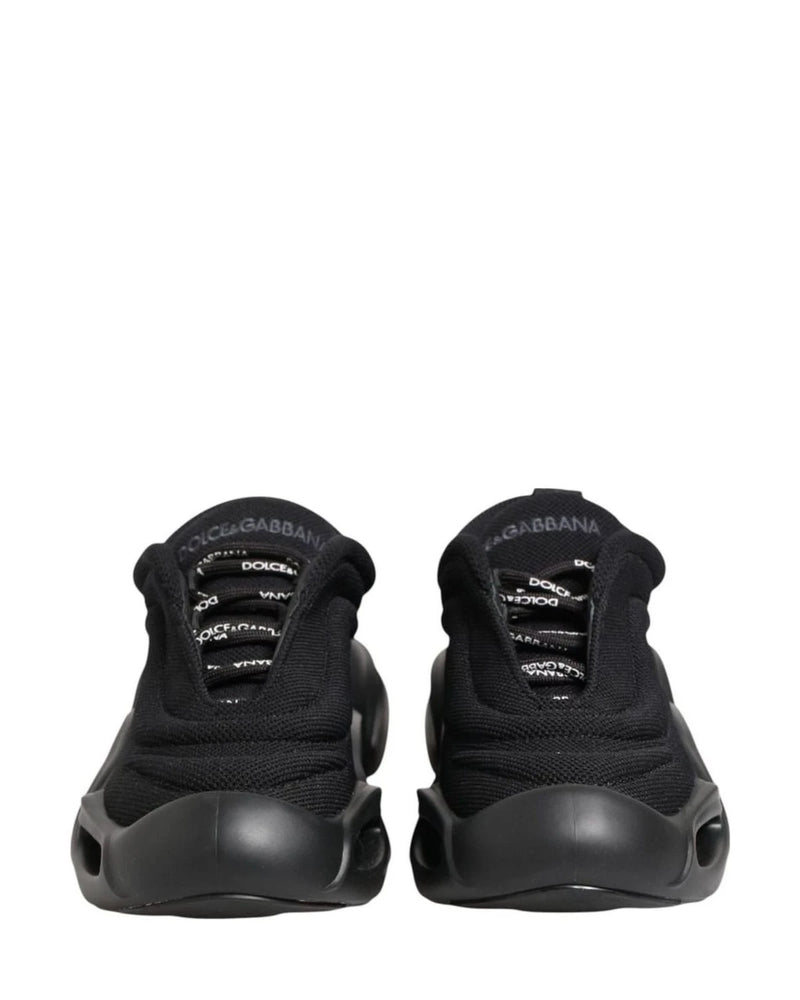 Dolce & Gabbana Black Slip On Low Top Wave Sneakers Shoes 