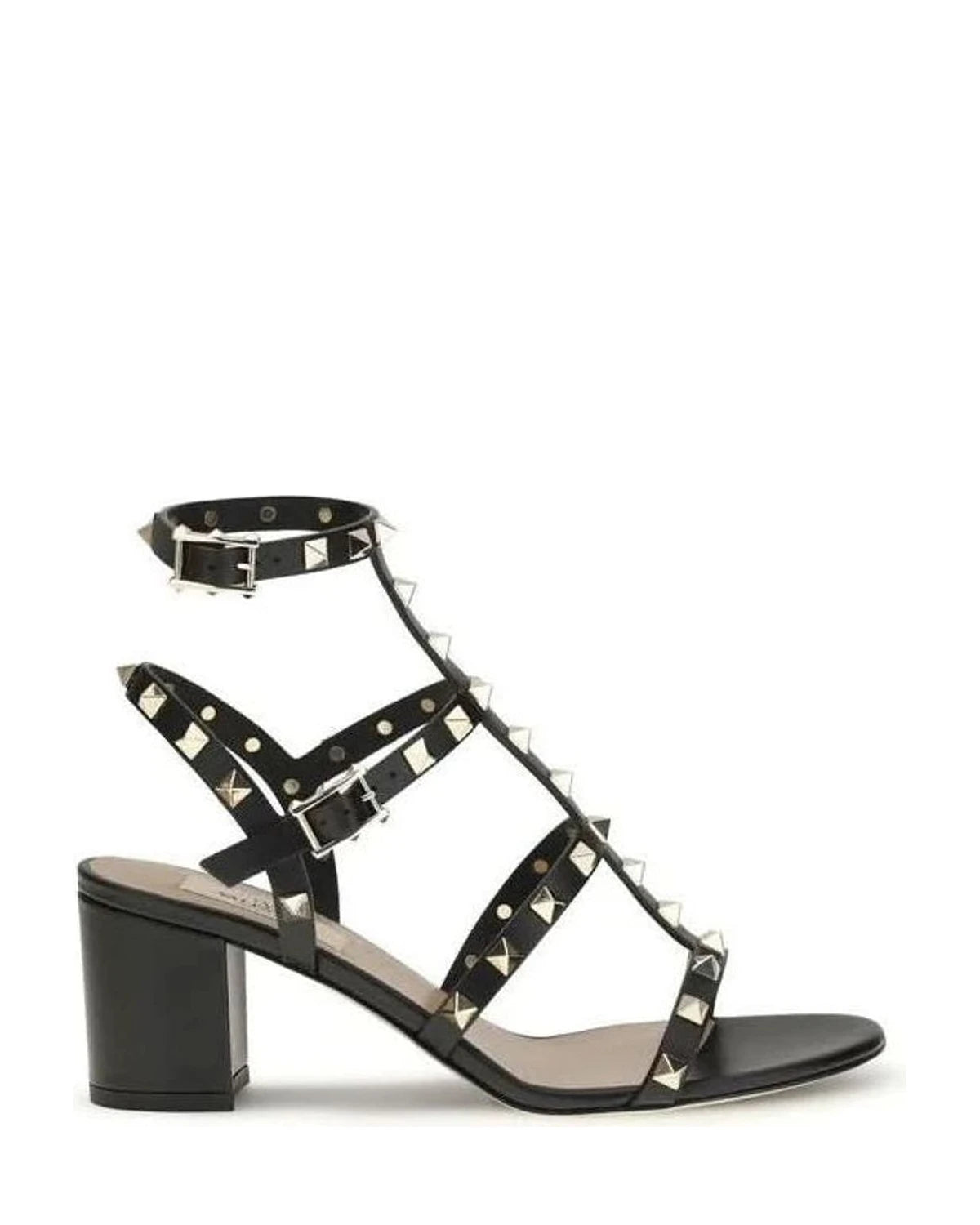 Valentino Garavani Black Calf Leather Bos Taurus Platform Sandals 