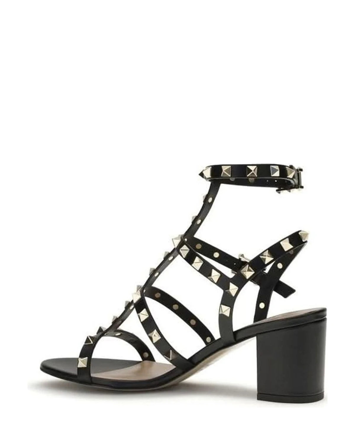 Valentino Garavani Black Calf Leather Bos Taurus Platform Sandals 