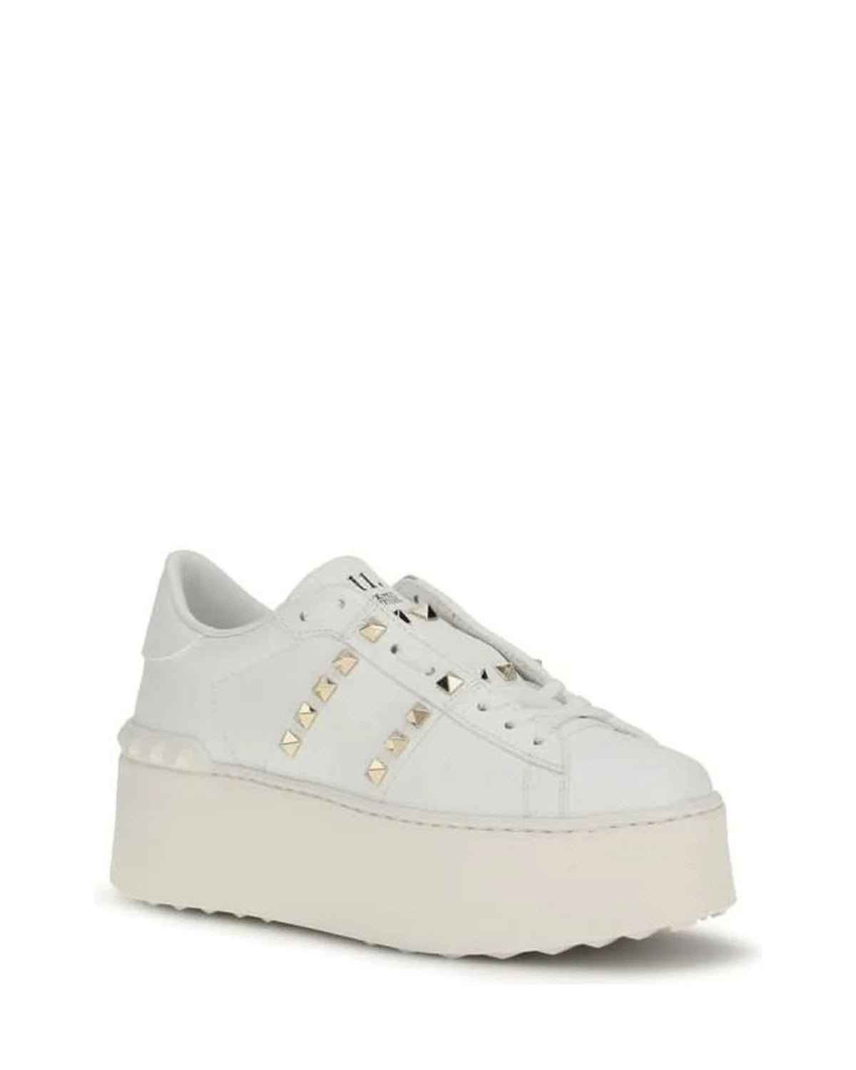 Valentino Garavani White Calf Leather Bos Taurus Platform Sneakers 