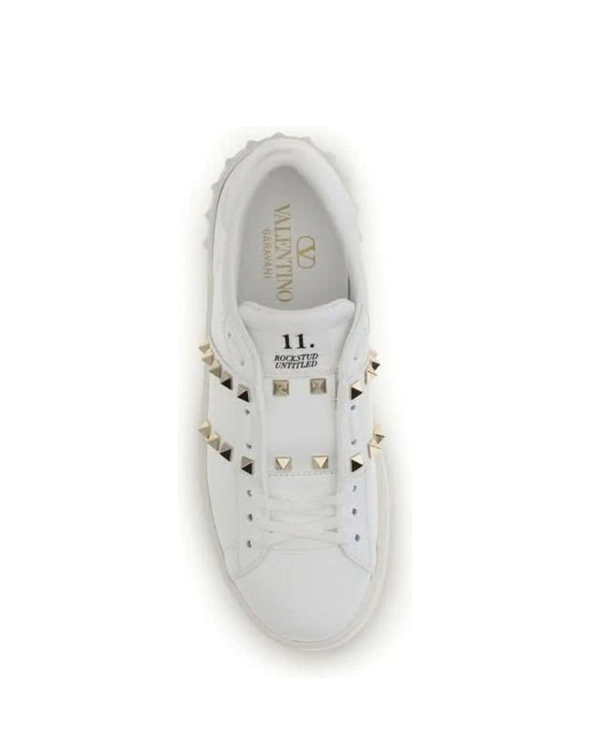 Valentino Garavani White Calf Leather Bos Taurus Platform Sneakers 