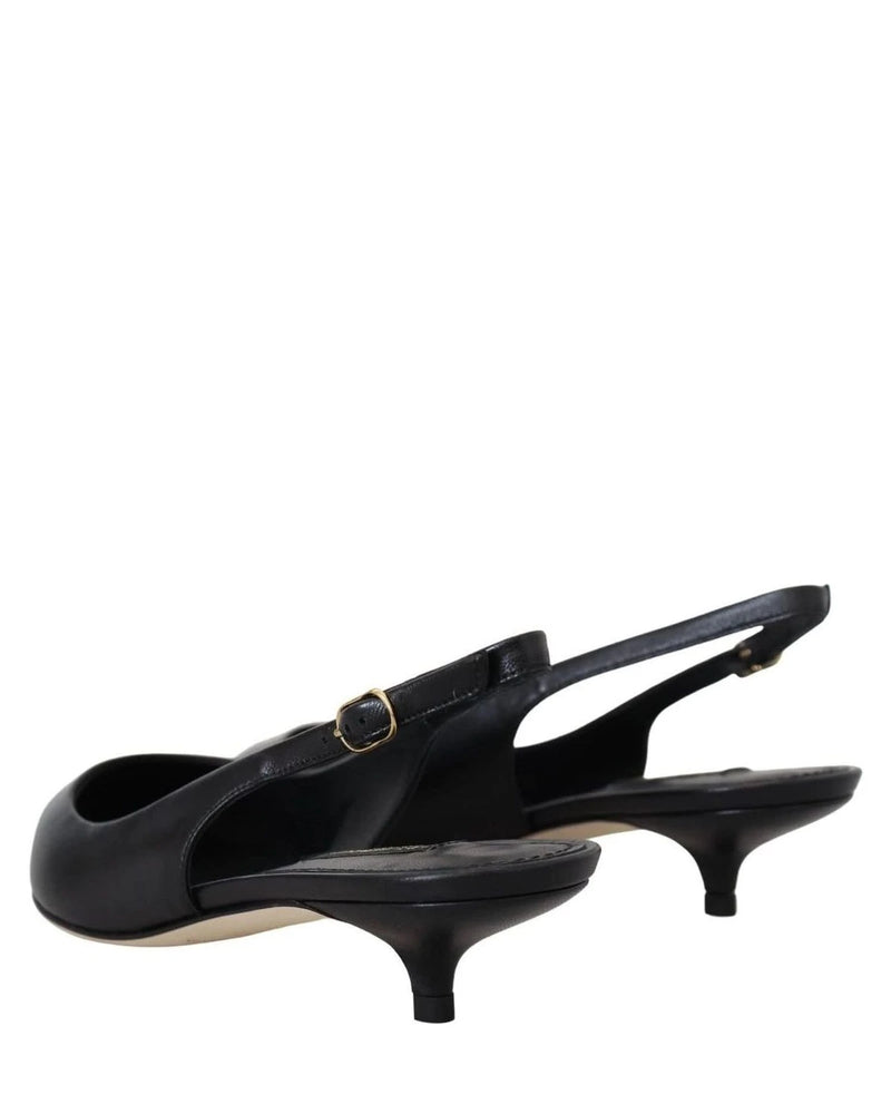 Dolce & Gabbana Black Leather Slingbacks Heels Pumps Shoes 