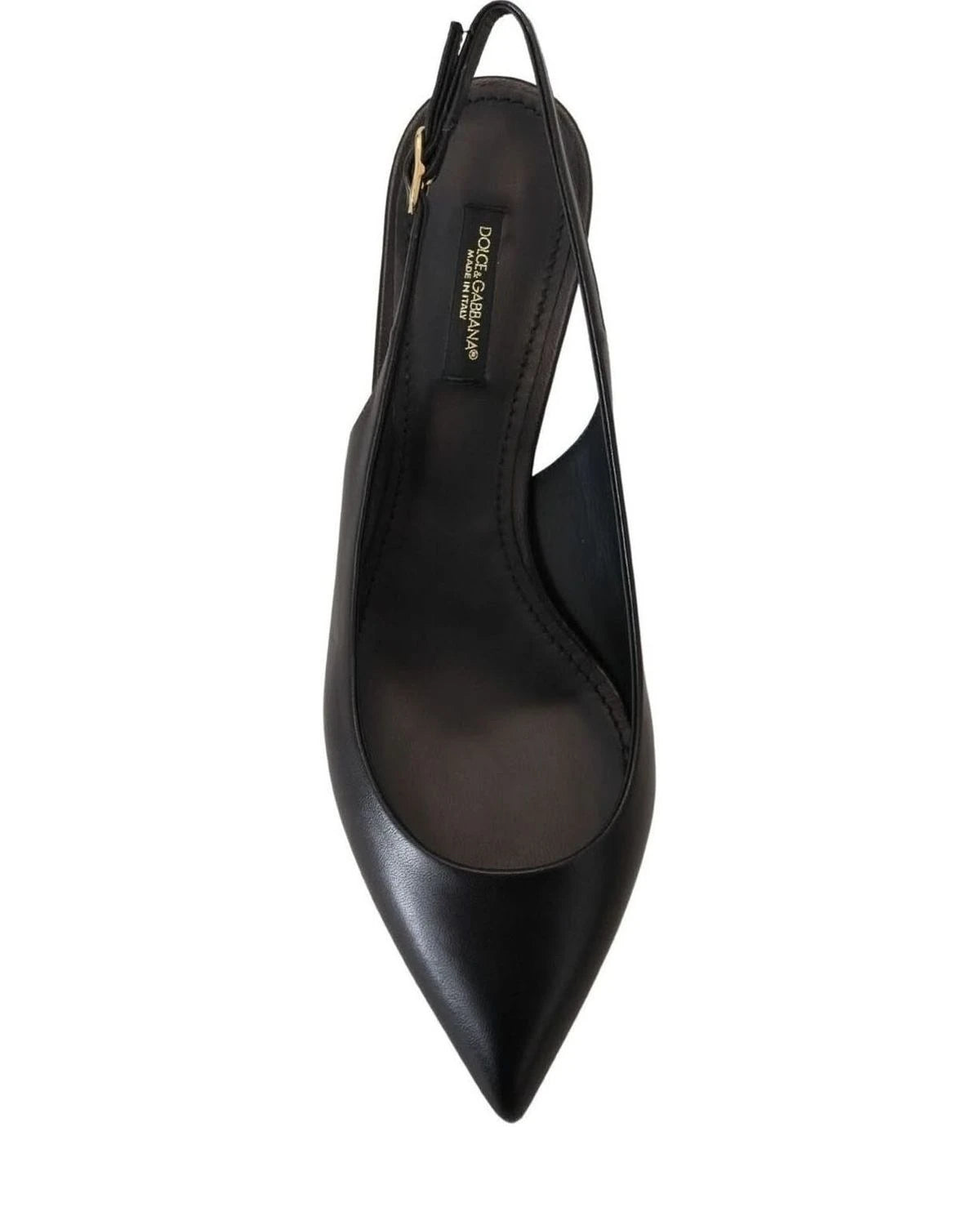 Dolce & Gabbana Black Leather Slingbacks Heels Pumps Shoes 