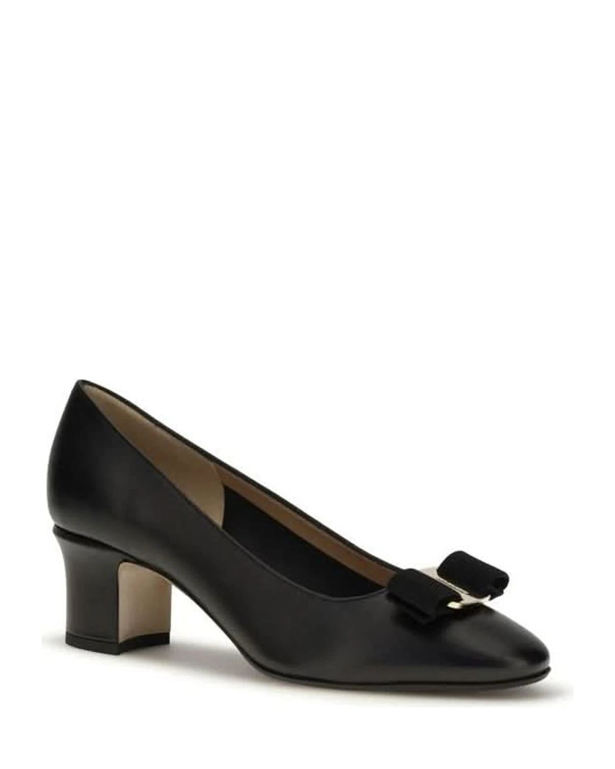 Ferragamo Black Calf Leather Bos Taurus High Heel Pumps 