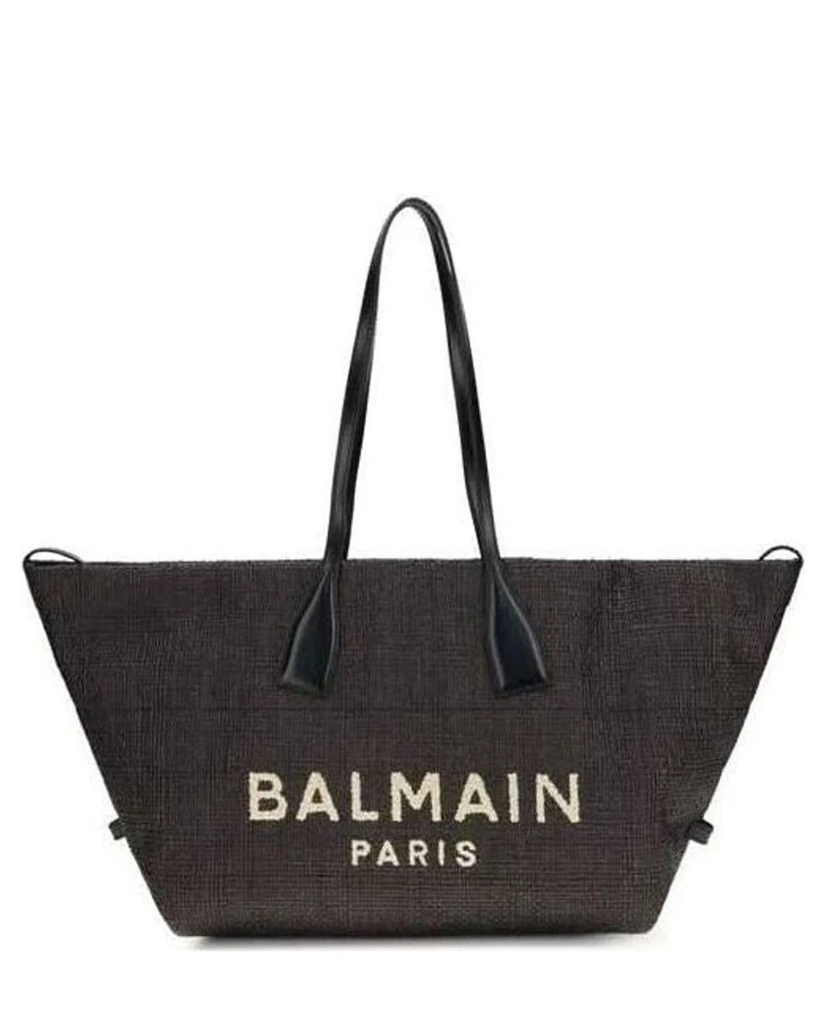 Balmain Black Raffia Shoulder Bag 