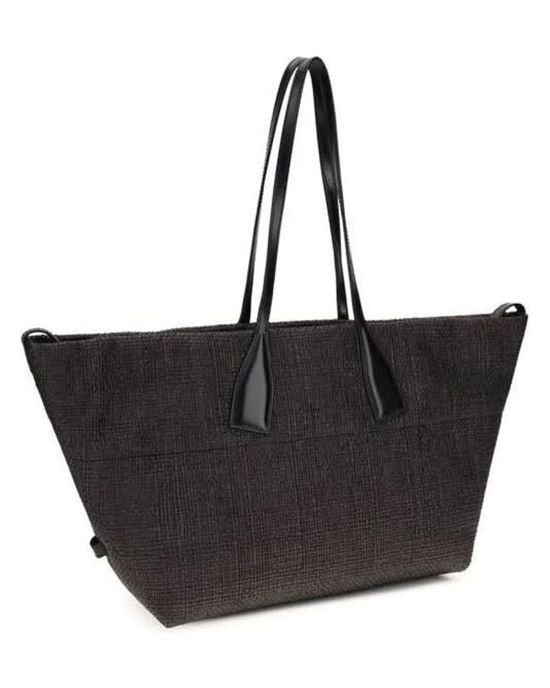 Balmain Black Raffia Shoulder Bag 
