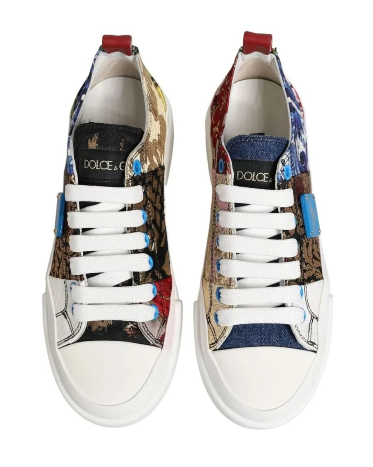 Dolce & Gabbana Multicolor Patchwork Low Top Sneakers Shoes 