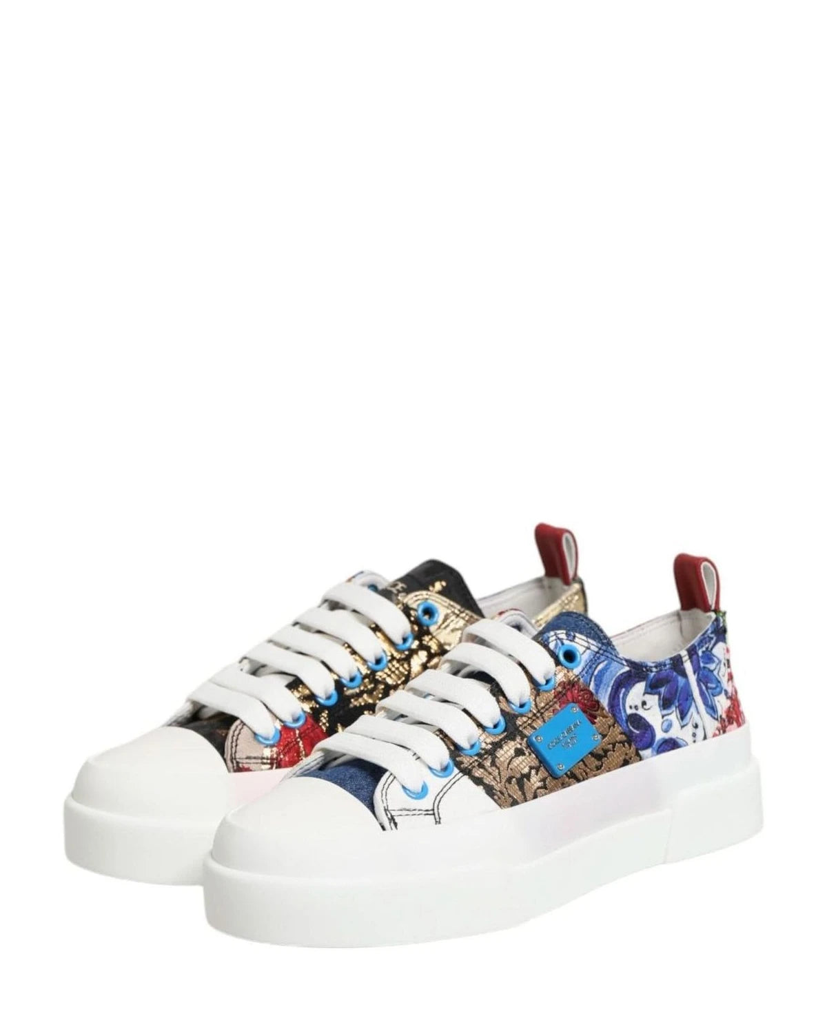 Dolce & Gabbana Multicolor Patchwork Low Top Sneakers Shoes 