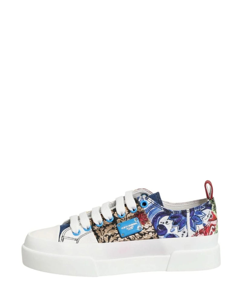 Dolce & Gabbana Multicolor Patchwork Low Top Sneakers Shoes 