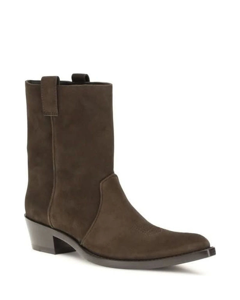 Khaite Brown Leather Calf Bos Taurus Ankle Boots 