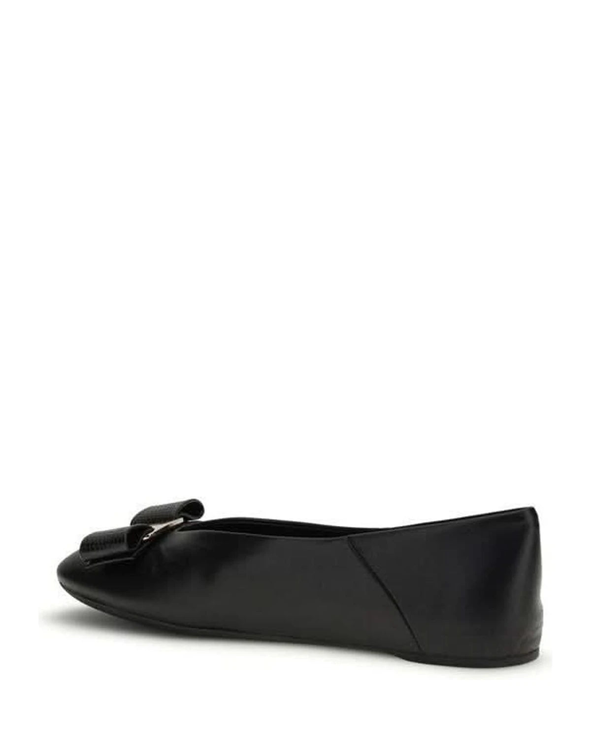 Ferragamo Black Calf Leather Bos Taurus Ballet Flats 