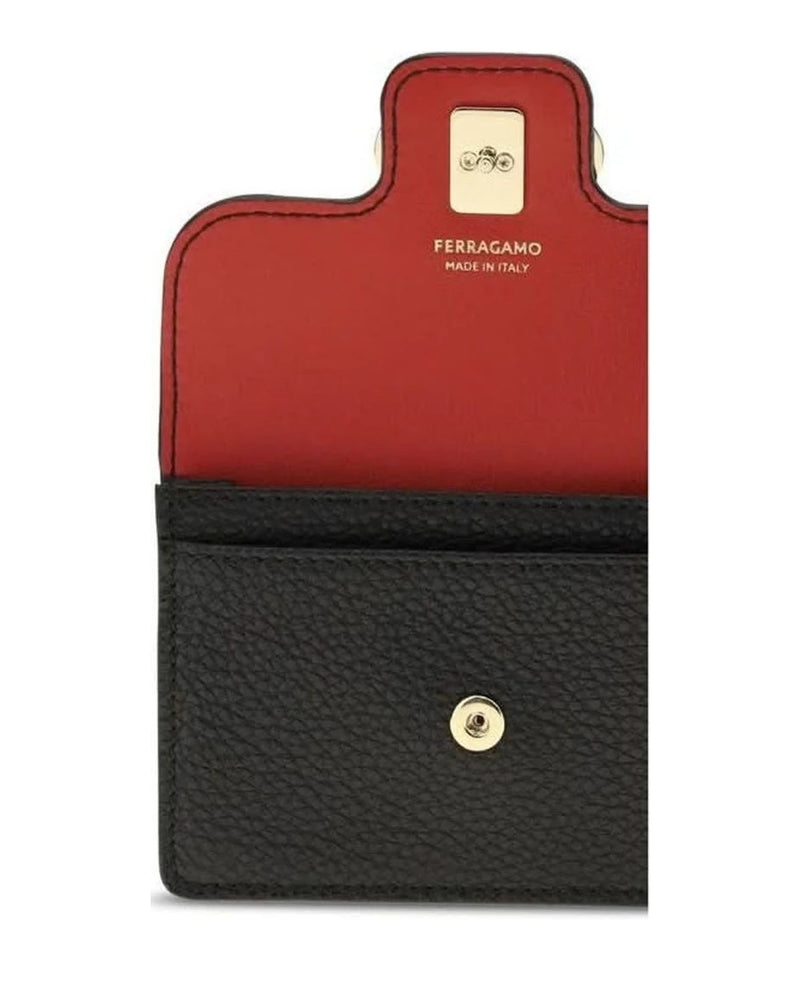 Ferragamo Black Calf Leather Bos Taurus Wallet 