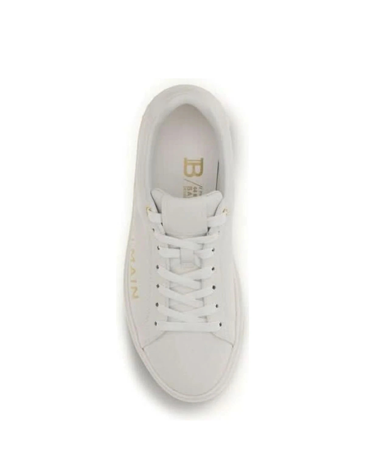 Balmain White Calf Leather Bos Taurus Low Top Sneakers 
