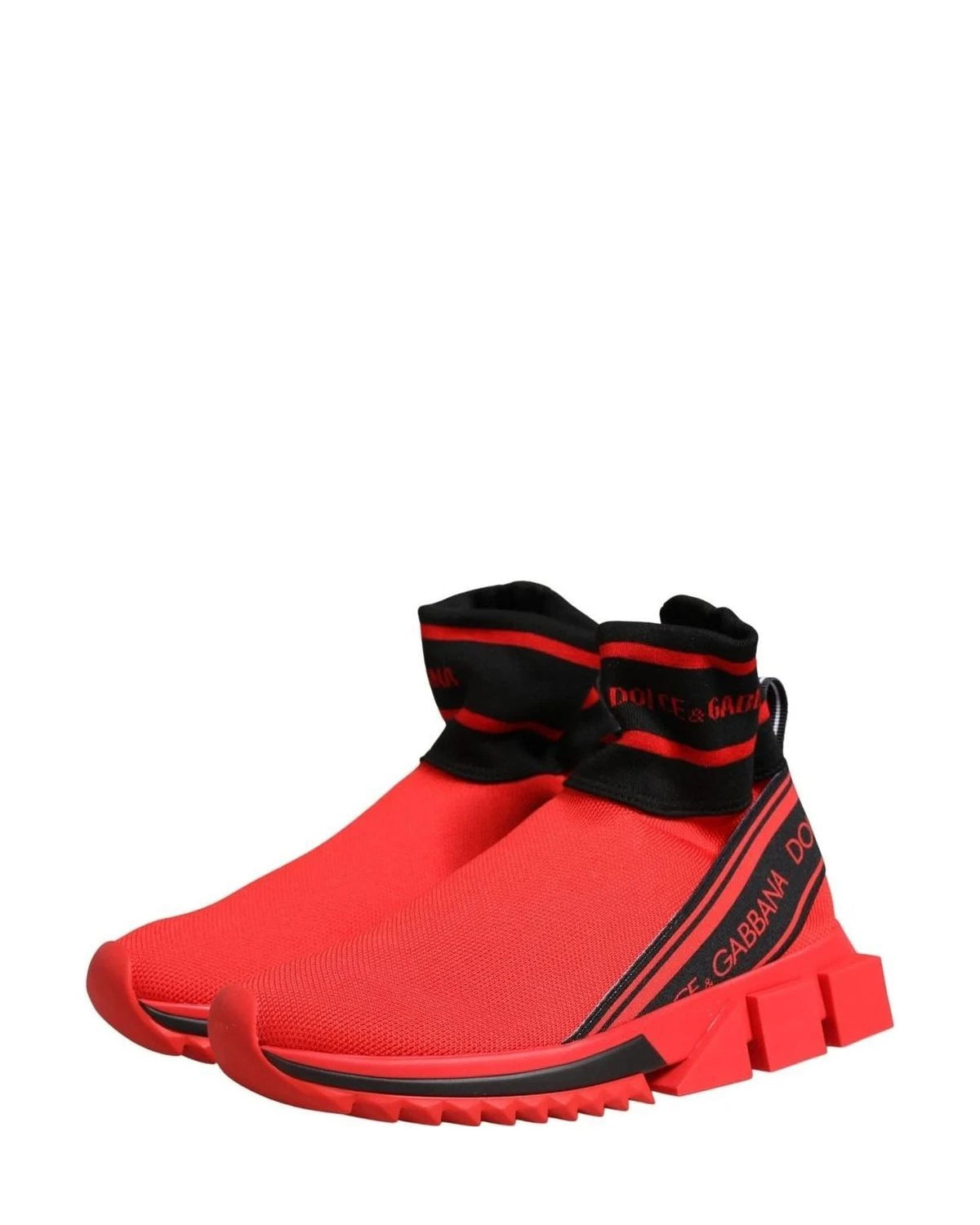 Dolce & Gabbana Black Red Sorrento Socks Sneakers Shoes 