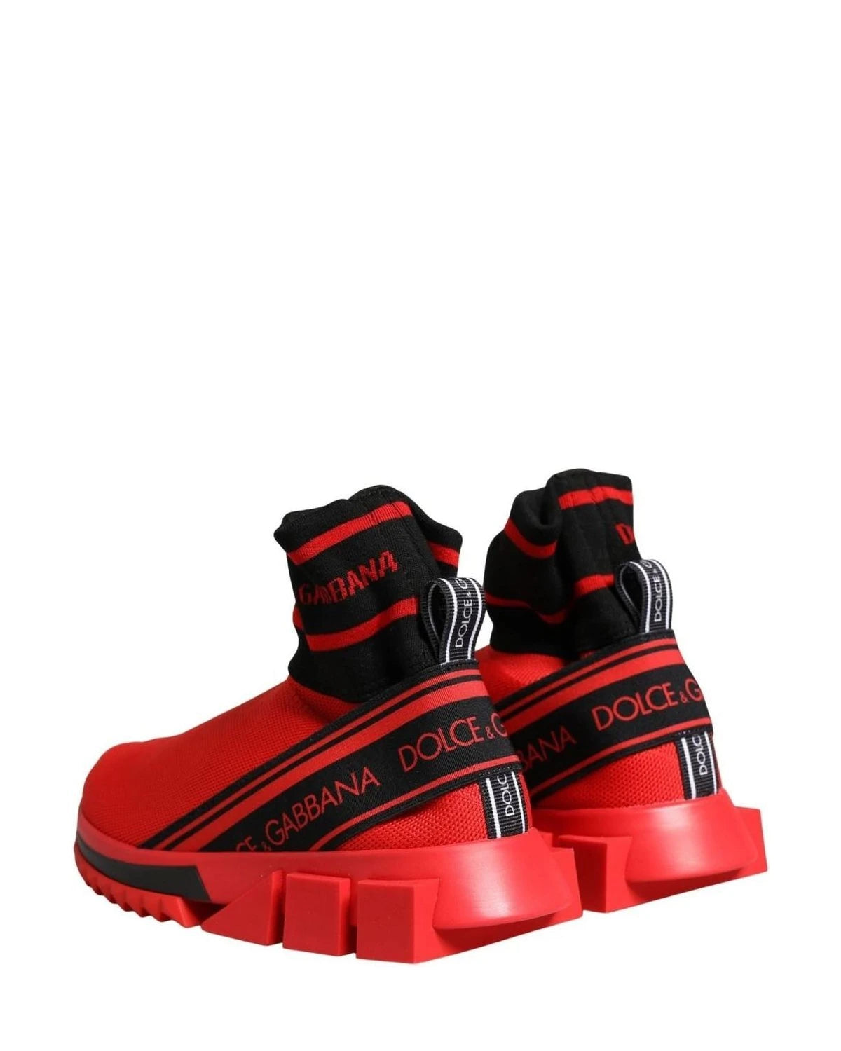 Dolce & Gabbana Black Red Sorrento Socks Sneakers Shoes 