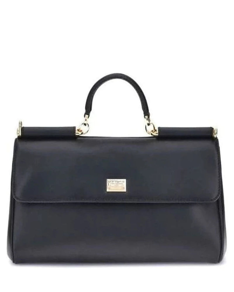 Dolce & Gabbana Black Calf Leather Bos Taurus Shoulder Bag 
