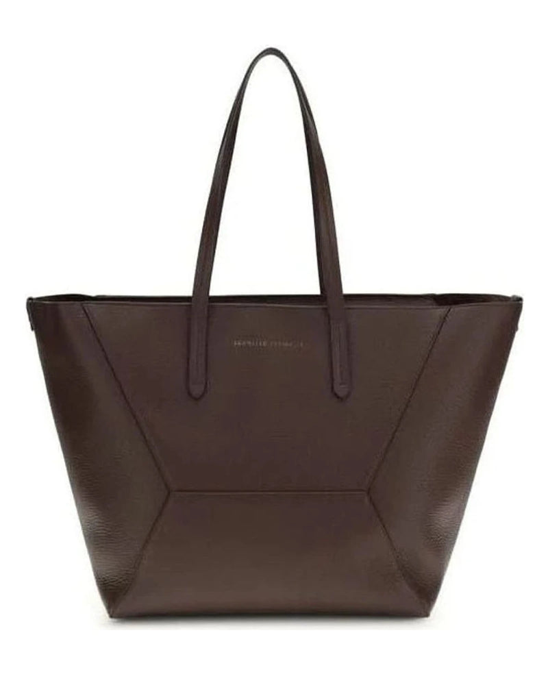 Brunello Cucinelli Brown Calf Leather Bos Taurus Shoulder Bag 