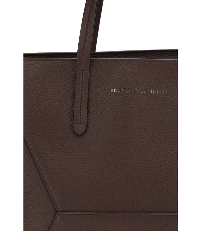 Brunello Cucinelli Brown Calf Leather Bos Taurus Shoulder Bag 