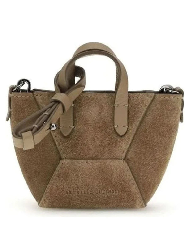 Brunello Cucinelli Brown Calf Leather Bos Taurus Shoulder Bag 