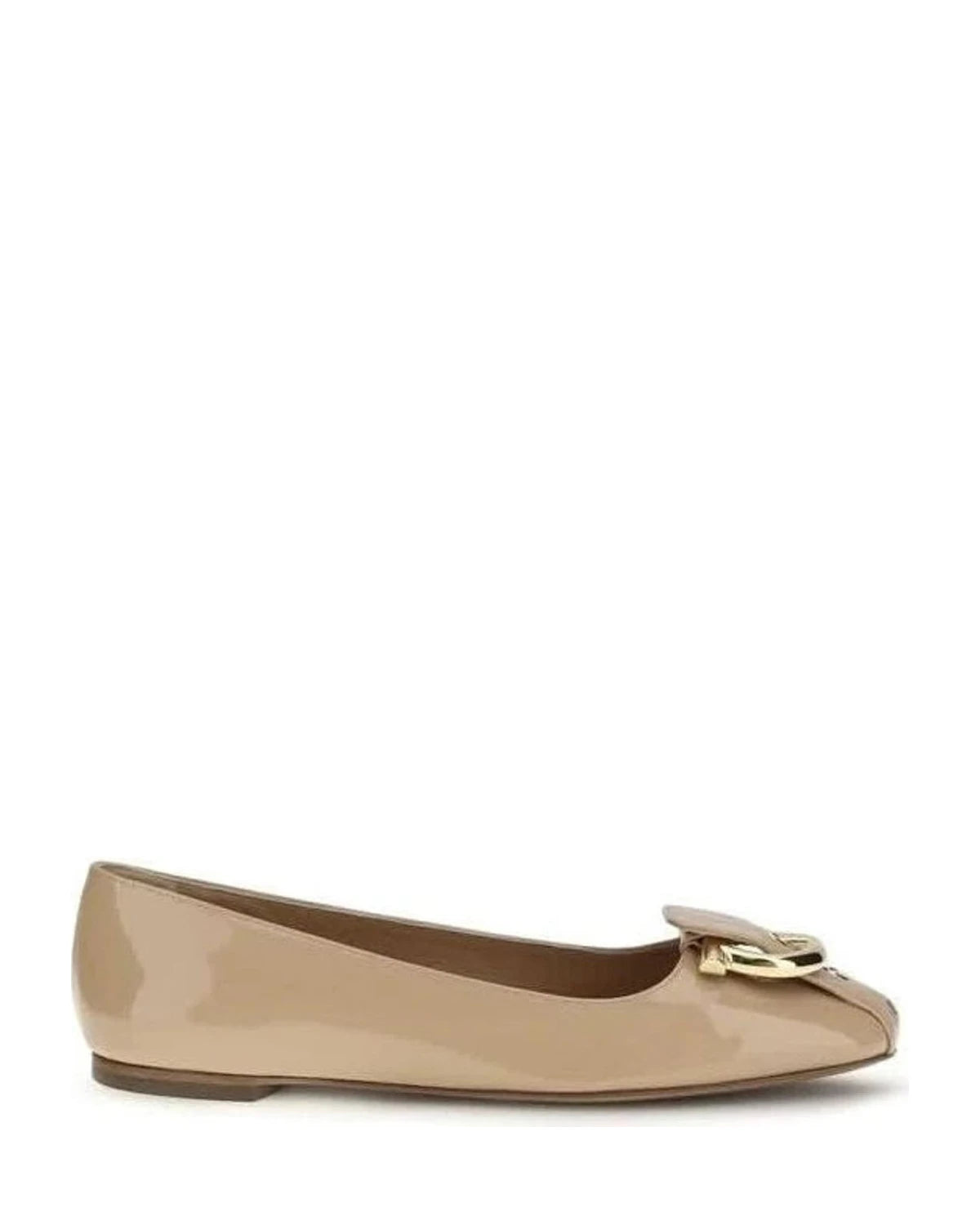 Ferragamo Beige Calf Leather Bos Taurus Ballet Flats 
