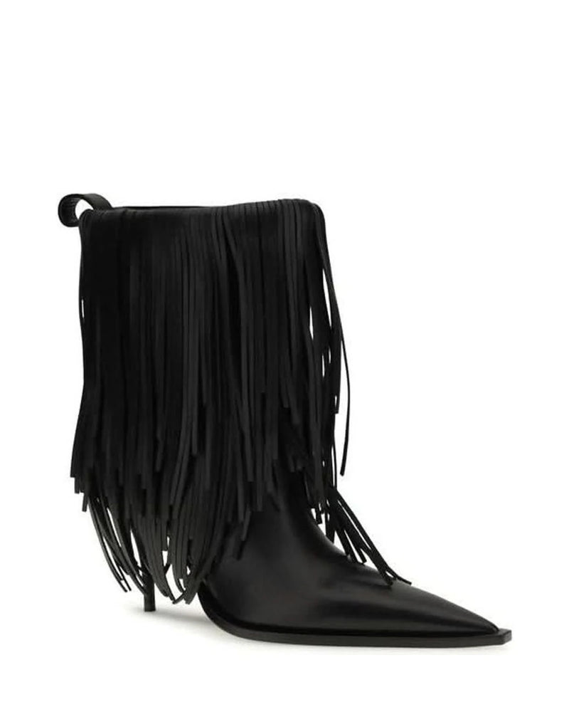 Balenciaga Black Calf Leather Bos Taurus Ankle Boots 