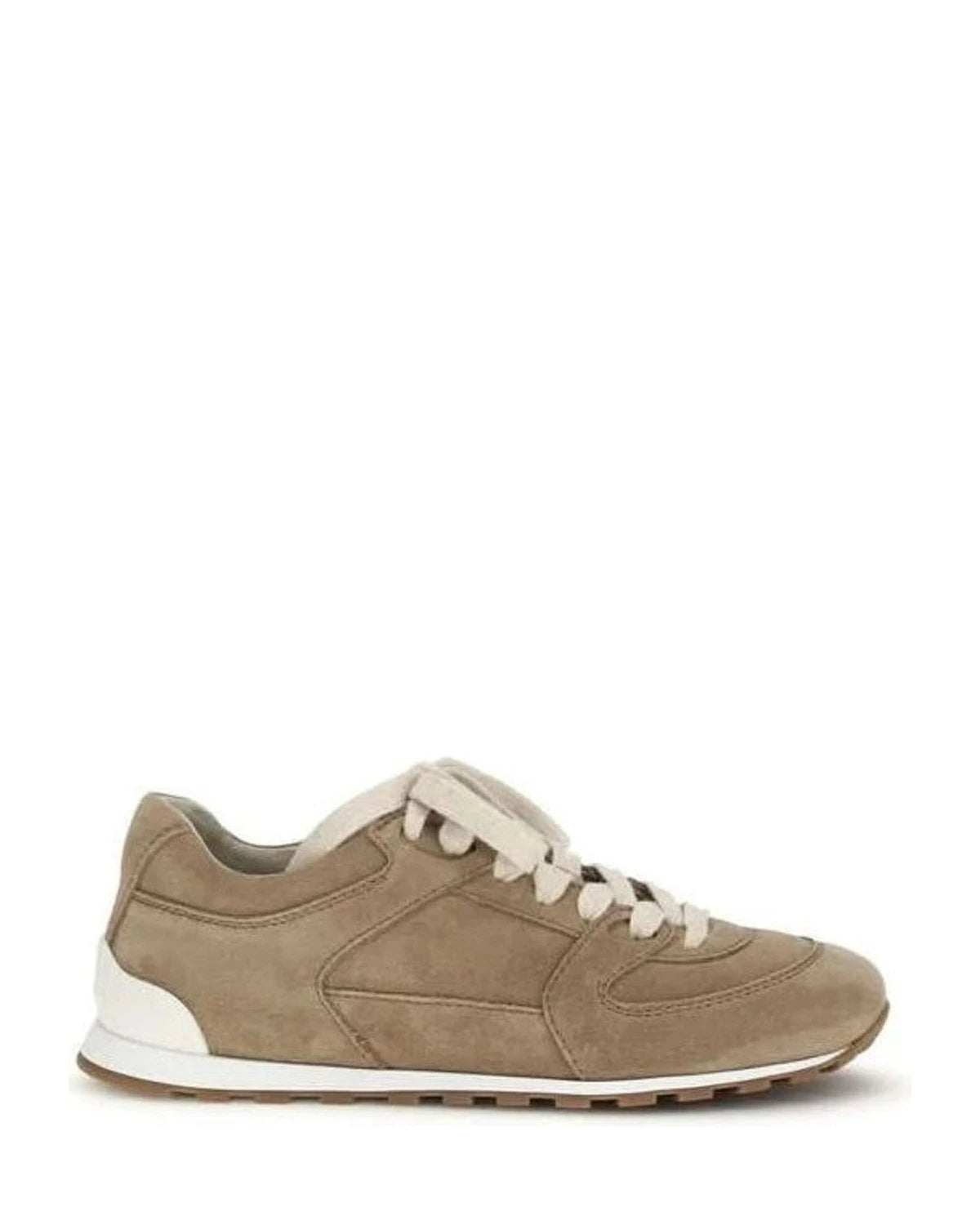 Brunello Cucinelli Beige Calf Leather Bos Taurus Low Top Sneakers 