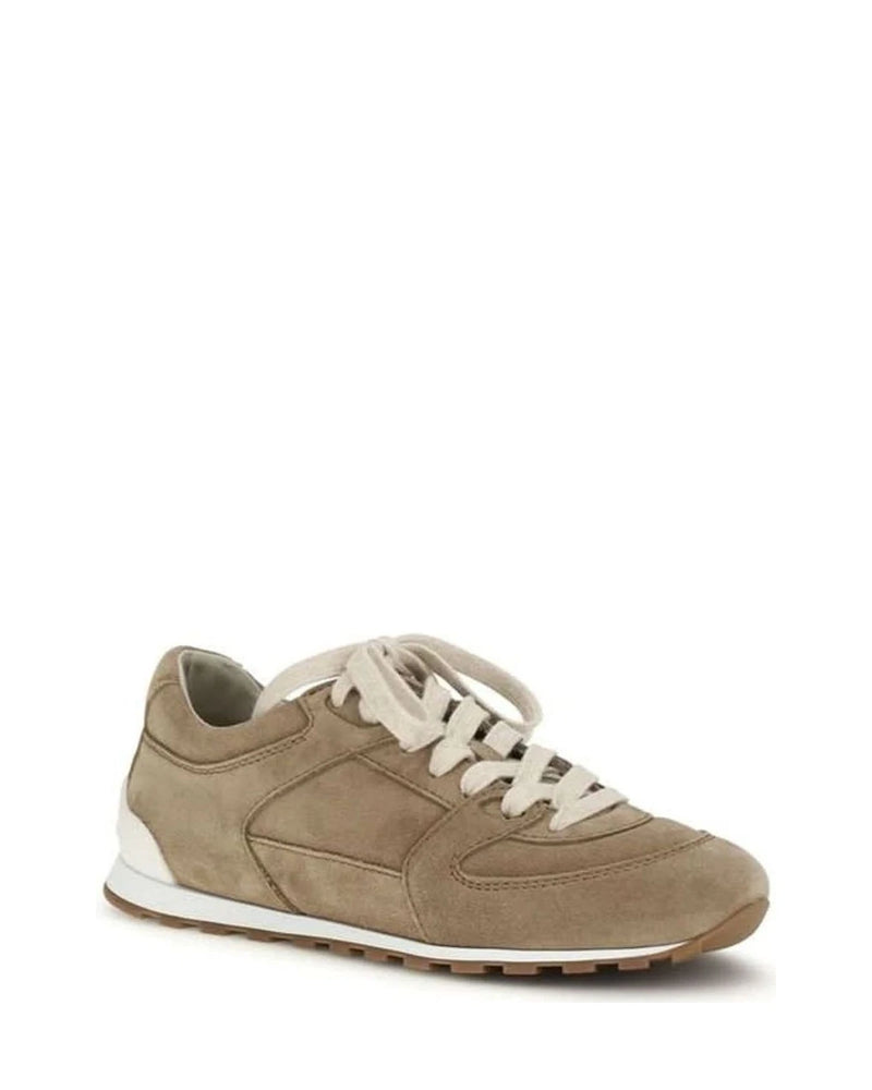 Brunello Cucinelli Beige Calf Leather Bos Taurus Low Top Sneakers 
