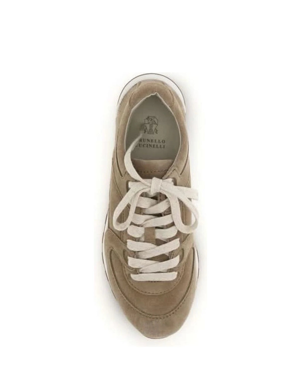Brunello Cucinelli Beige Calf Leather Bos Taurus Low Top Sneakers 