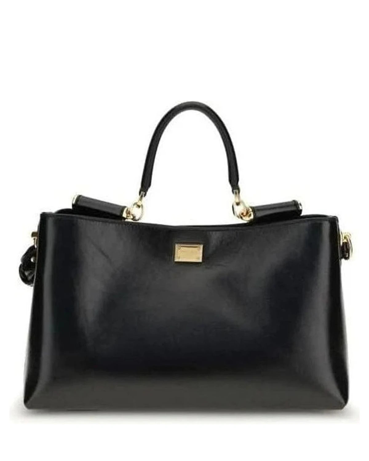 Dolce & Gabbana Black Calf Leather Bos Taurus Shoulder Bag 