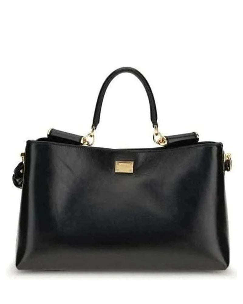 Dolce & Gabbana Black Calf Leather Bos Taurus Shoulder Bag 