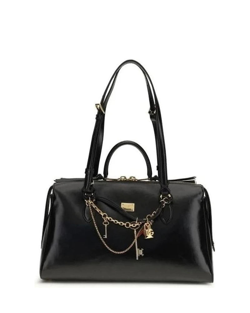 Dolce & Gabbana Black Calf Leather Bos Taurus Shoulder Bag 