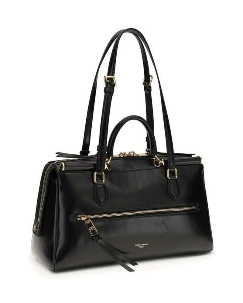 Dolce & Gabbana Black Calf Leather Bos Taurus Shoulder Bag 