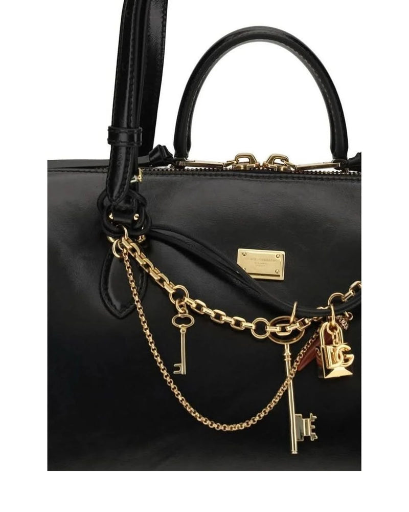 Dolce & Gabbana Black Calf Leather Bos Taurus Shoulder Bag 
