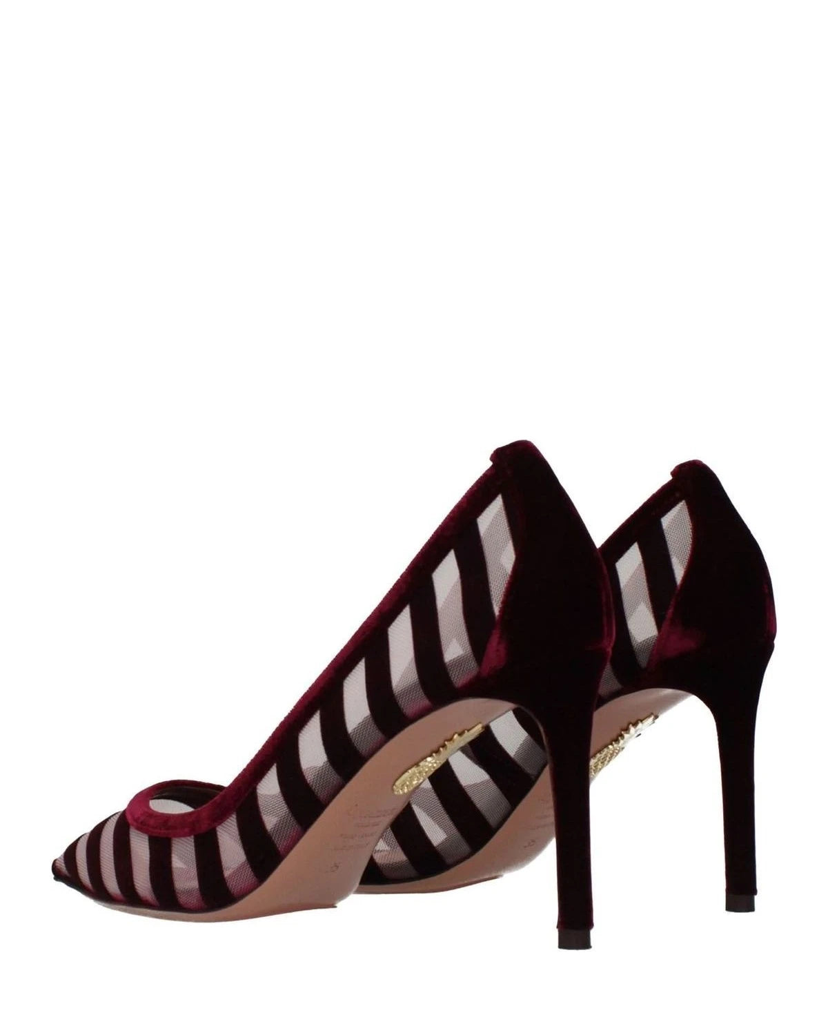 Aquazzura Velvet Transparent Mid Heel Pumps 