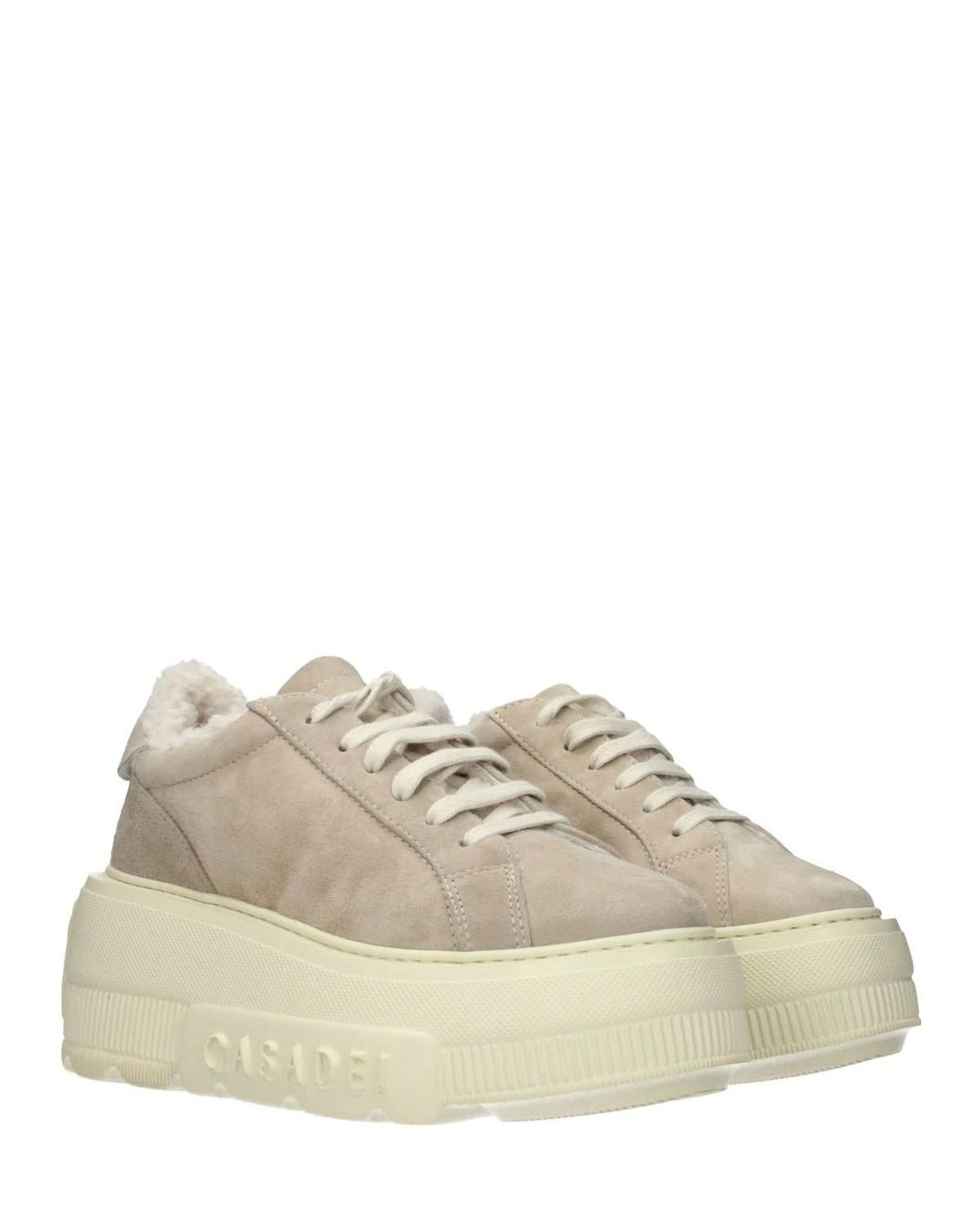 Casadei Beige Leather Chunky Sneakers 