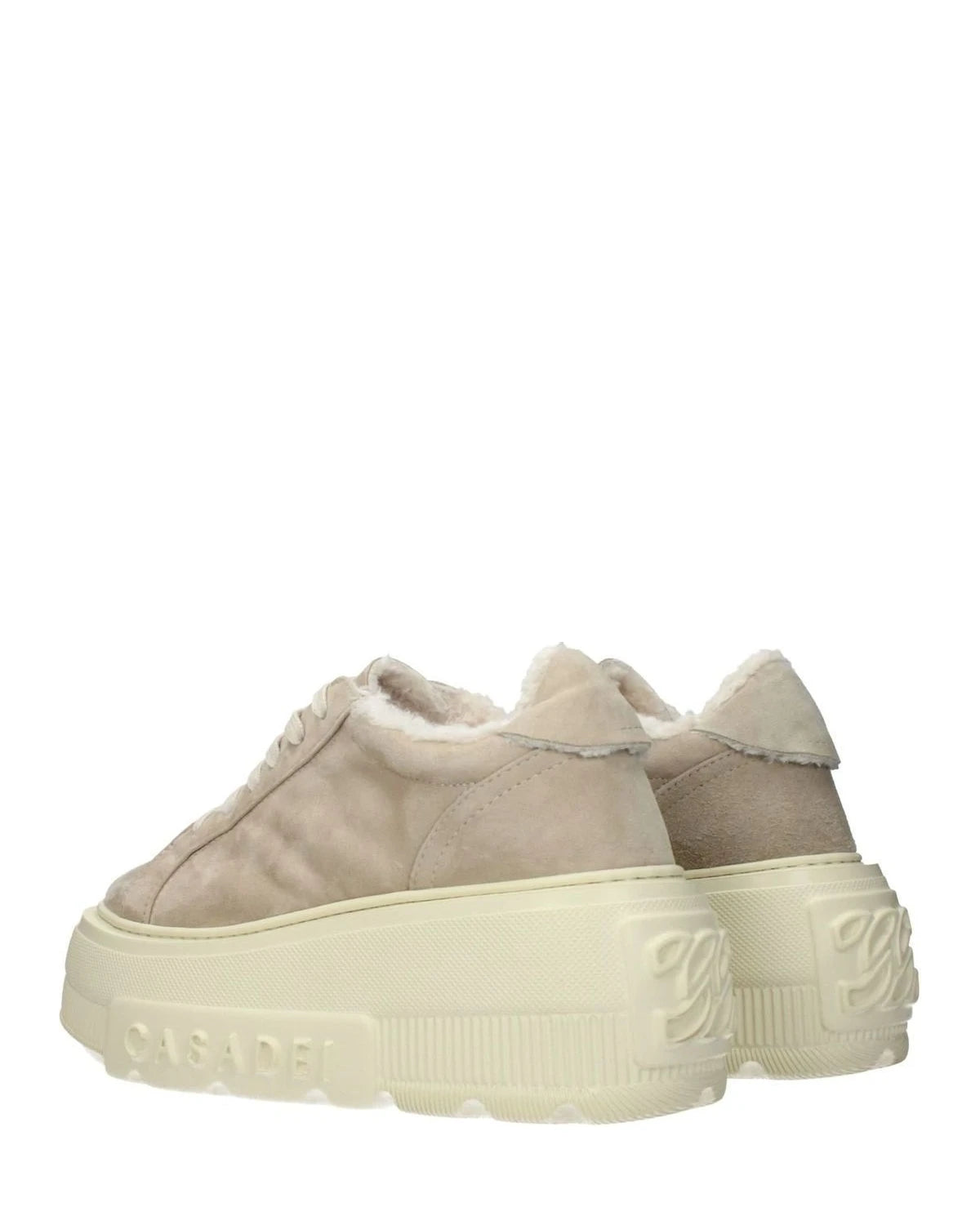 Casadei Beige Leather Chunky Sneakers 