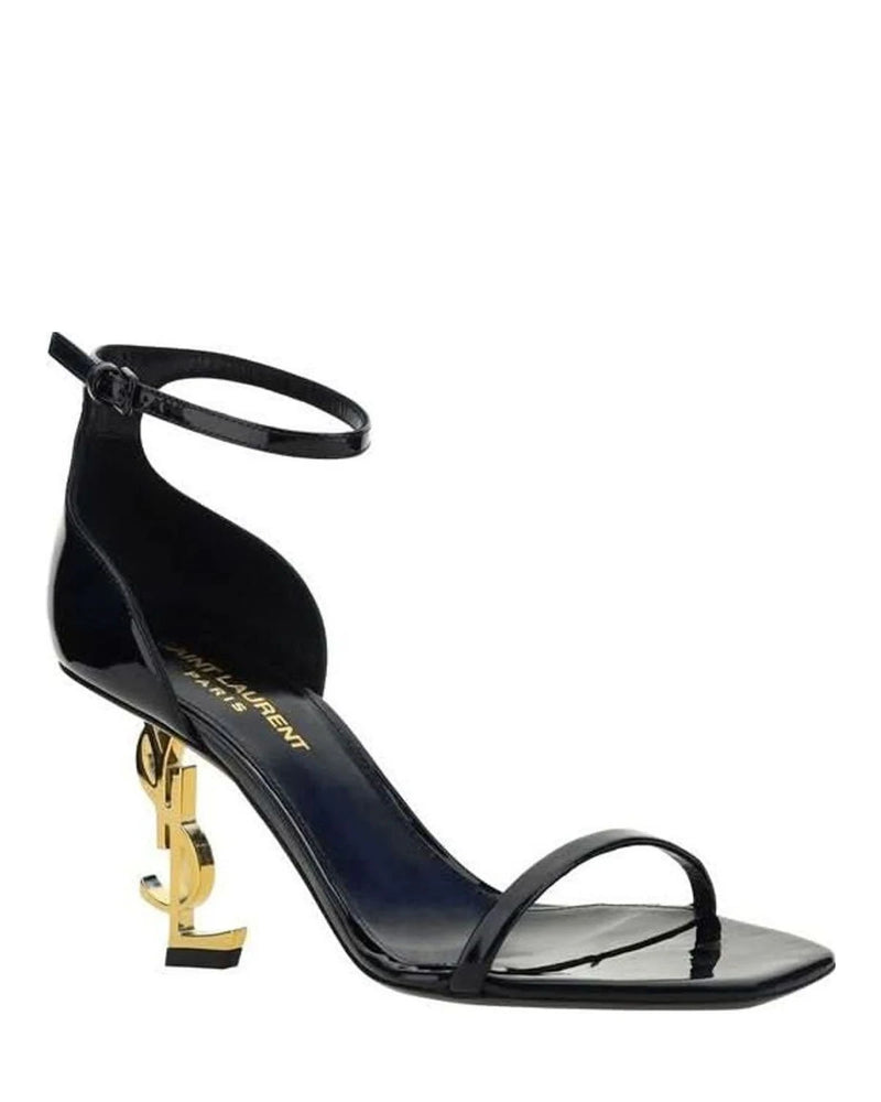 Saint Laurent Black Calf Leather Bos Taurus Stiletto Heel Sandals 