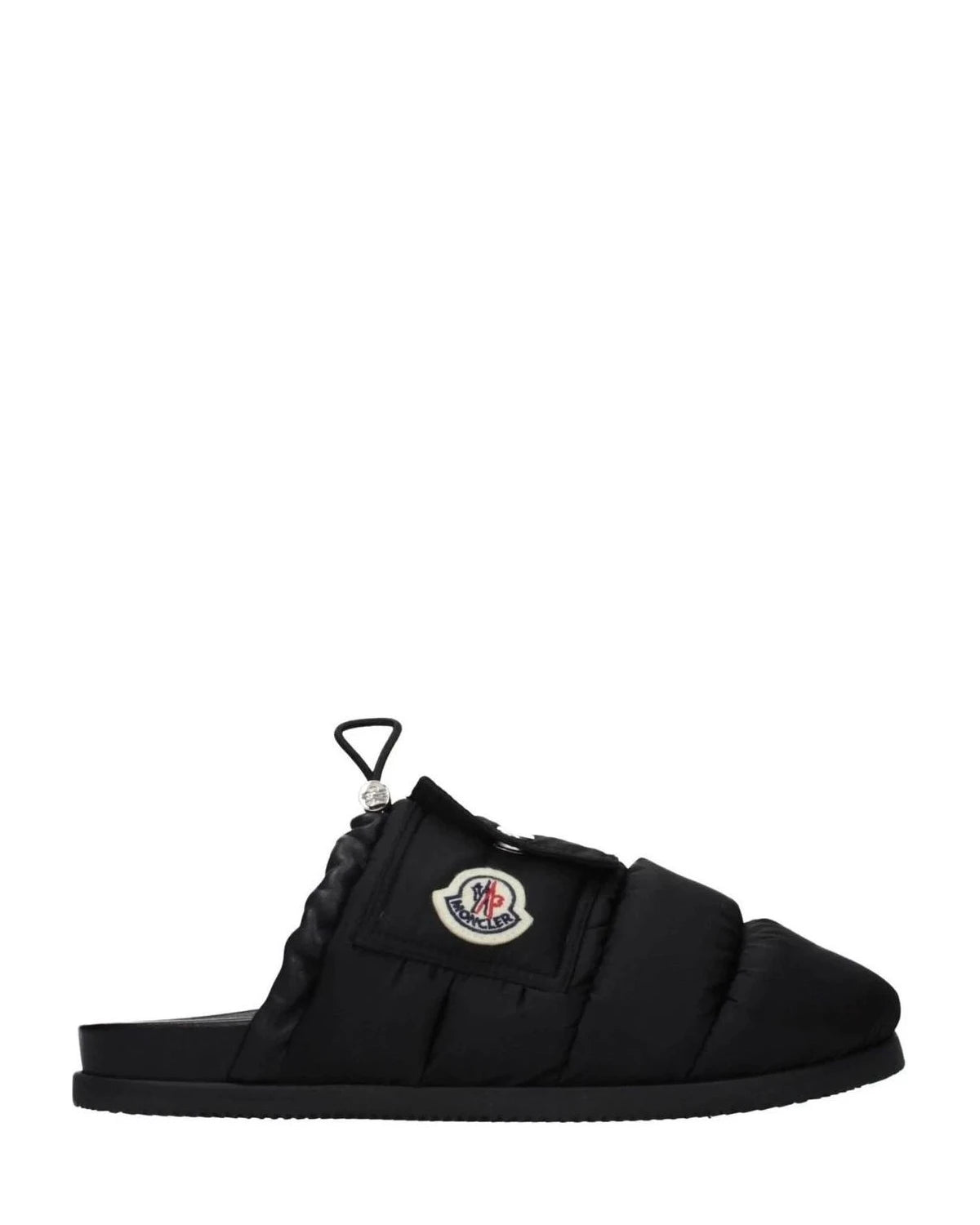 Moncler Black Fabric Slippers 