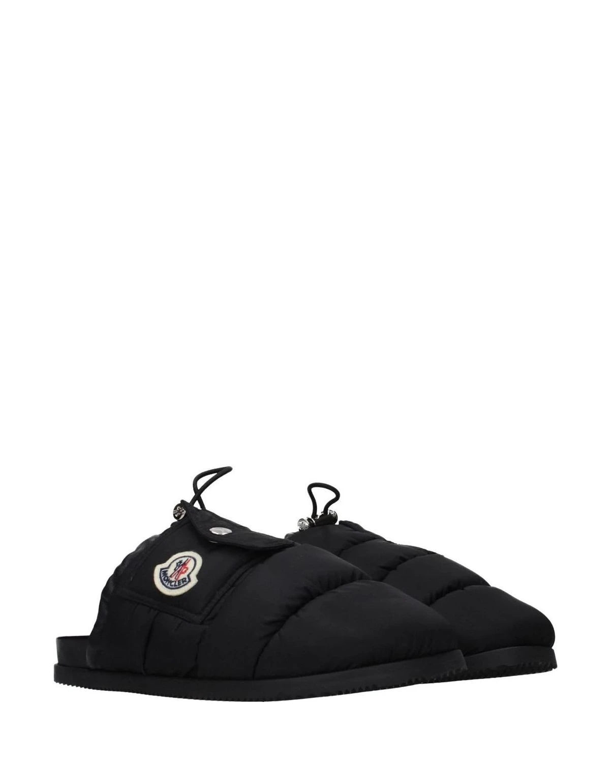 Moncler Black Fabric Slippers 