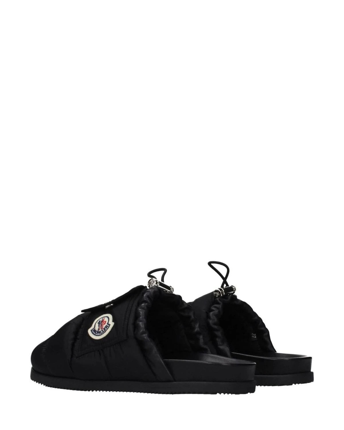 Moncler Black Fabric Slippers 