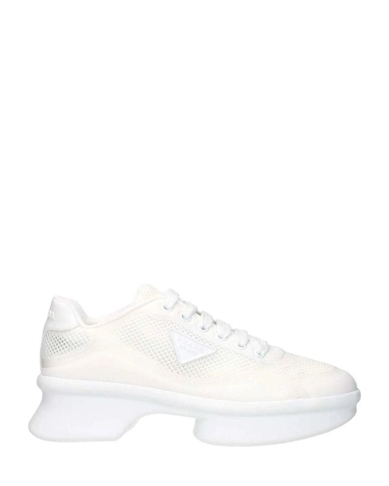 Prada White Fabric Athletic Sneakers Glam Steals