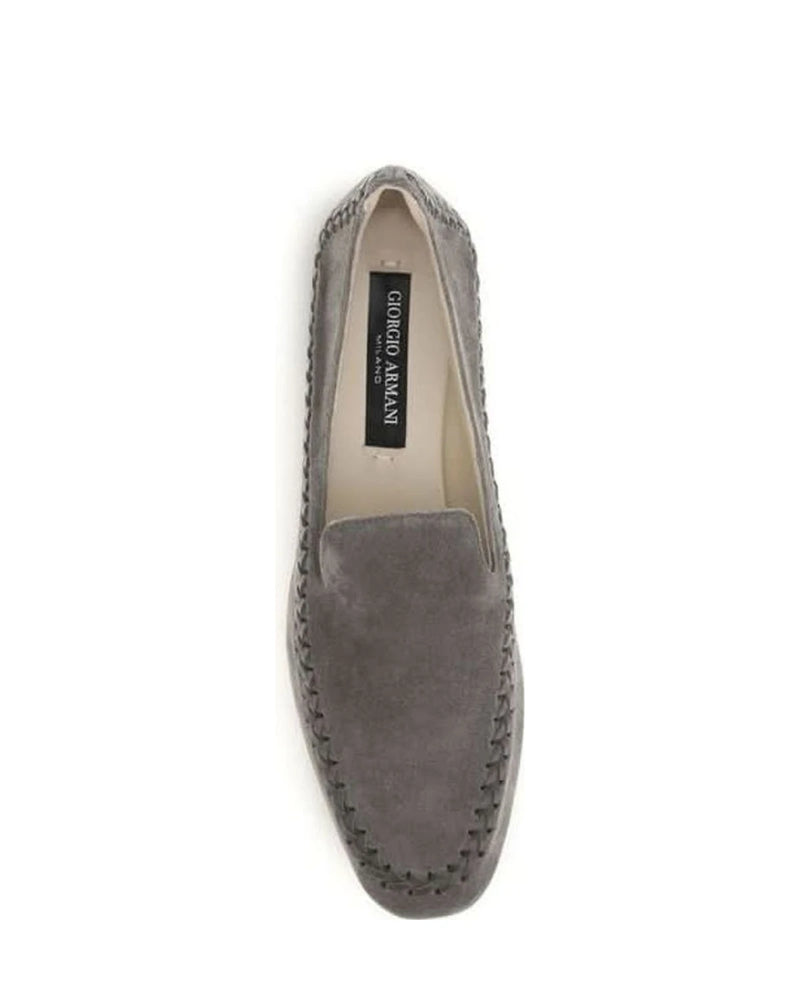 Giorgio Armani Gray Calf Leather Bos Taurus Slip On Loafers Glam Steals