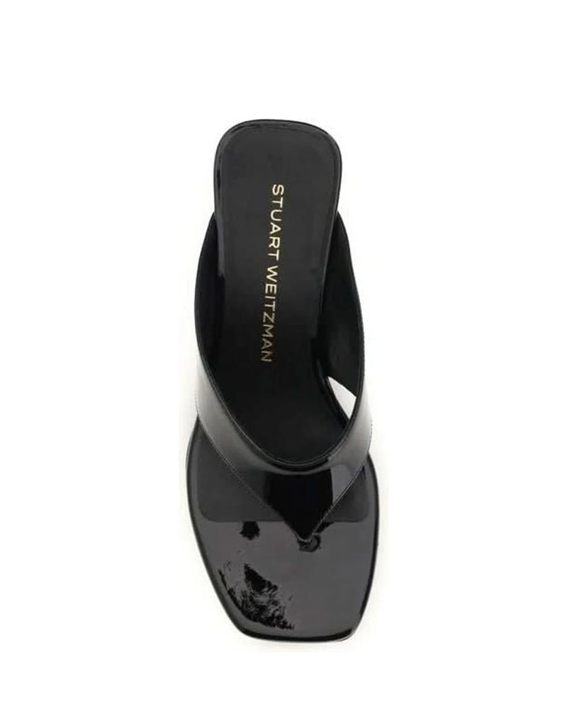 Stuart Weitzman Black Calf Leather Bos Taurus Wedge Sandals Glam Steals