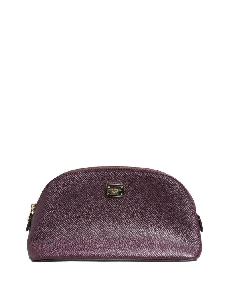 Dolce & Gabbana Purple Leather Dark Dg Logo Zip Around Hand Purse Wallet Glam Steals