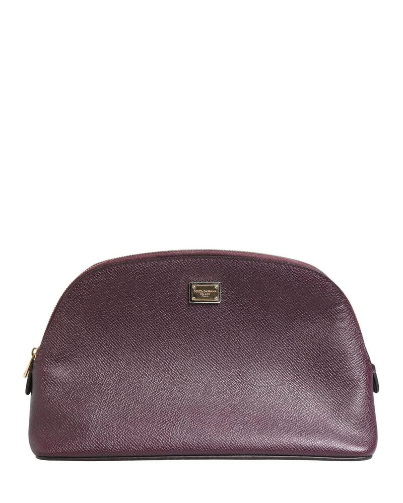 Dolce & Gabbana Purple Leather Dark Dg Logo Zip Around Hand Purse Wallet Glam Steals