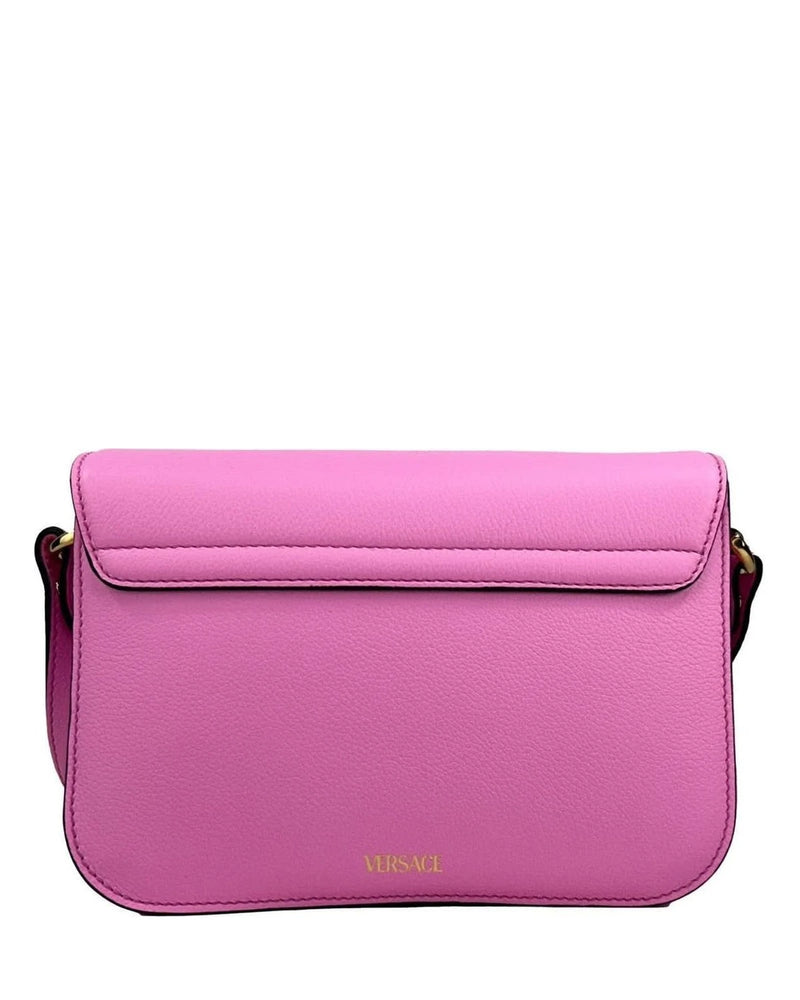 Versace Pink Leather La Medusa Shoulder Crossbody Bag Purse Glam Steals