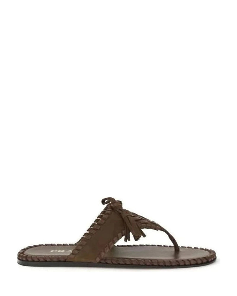 Prada Brown Flat Sandals Glam Steals