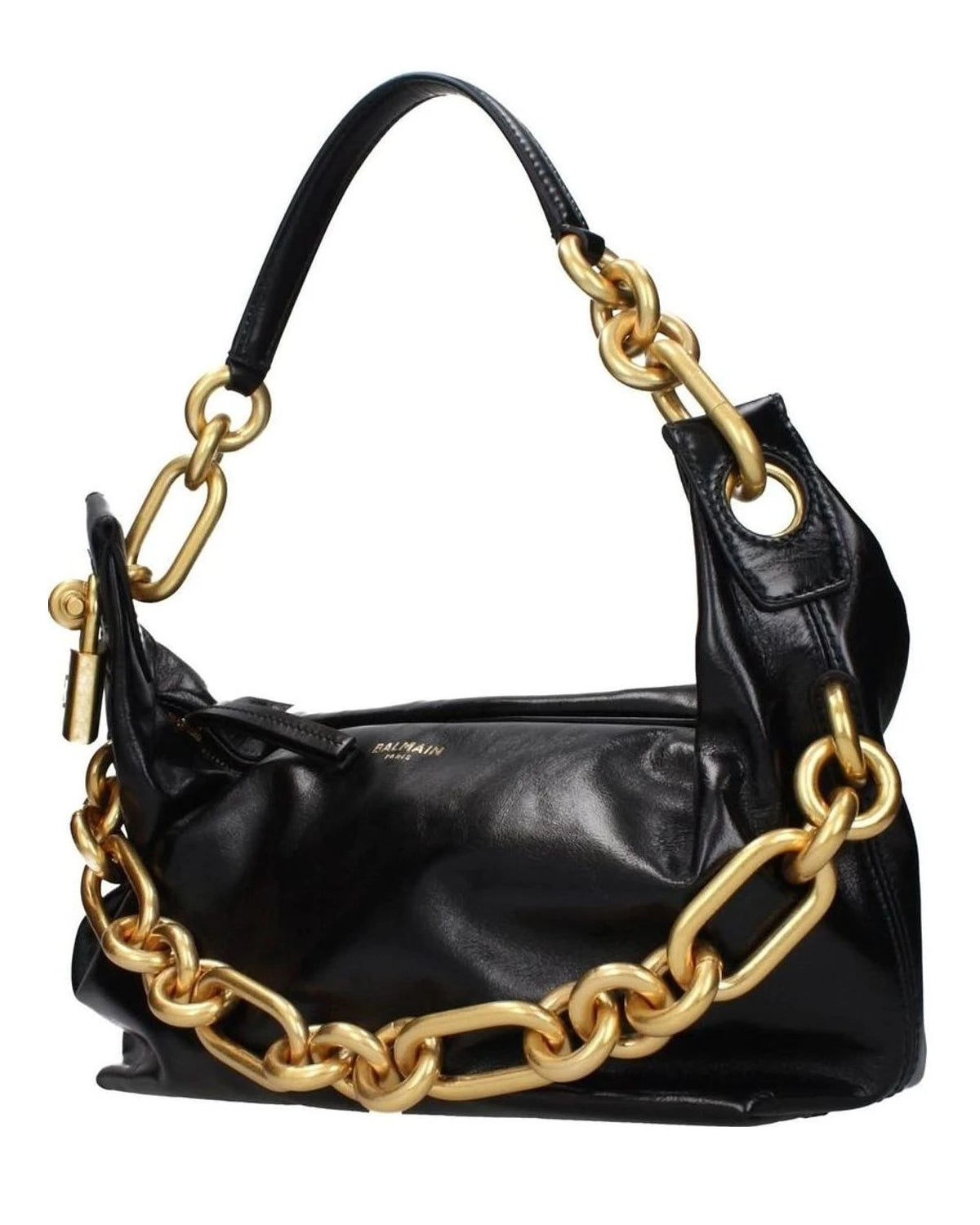 Balmain Black Leather Shoulder Bag Glam Steals