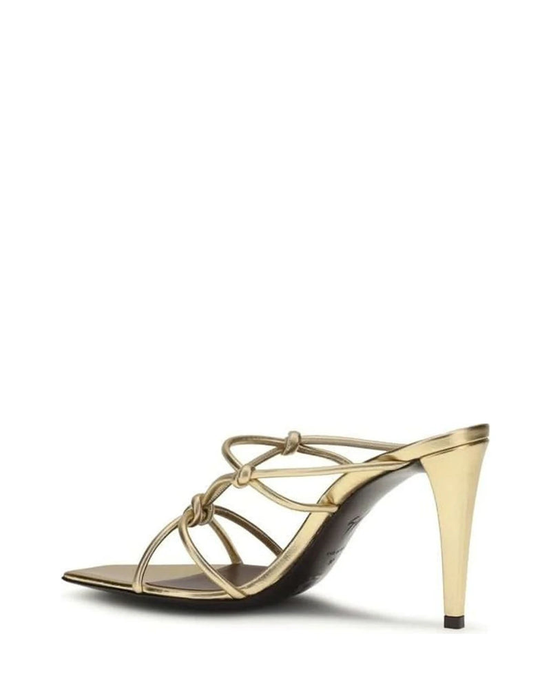 Gold Calf Leather Bos Taurus Stiletto Heel Sandals Glam Steals