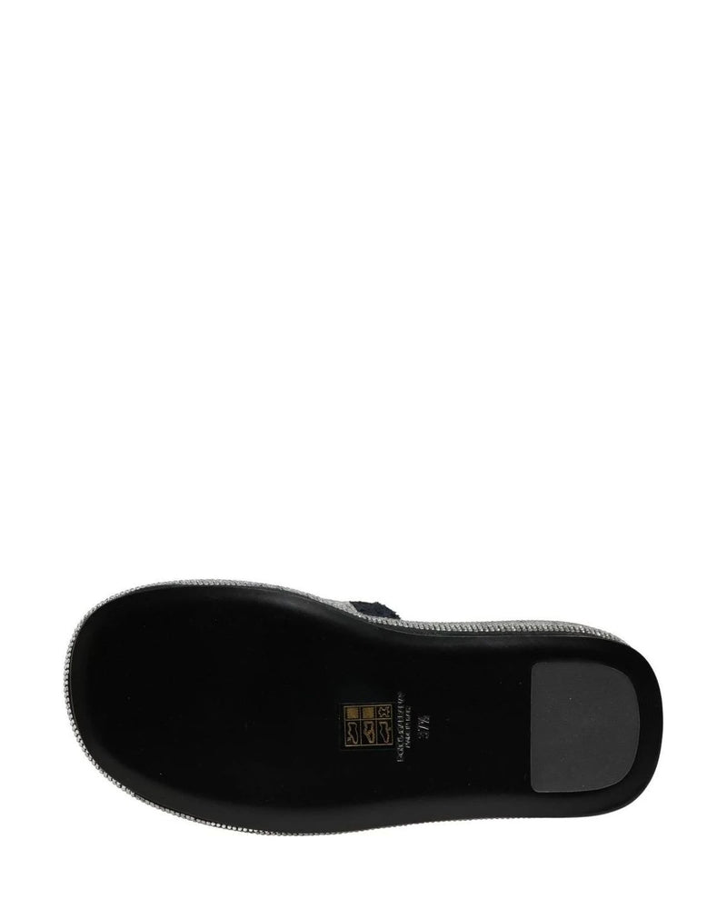 Dolce & Gabbana Black Crystal Embellished Platform Slides Shoes 